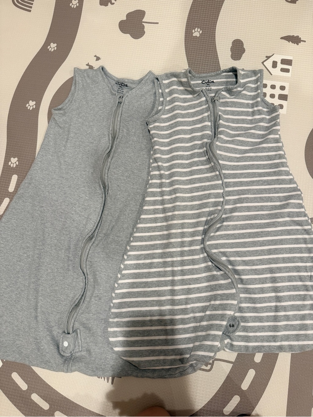 Gray Sleeveless Zip Front Kids Pajama Sleep Sacks - 2-Pack